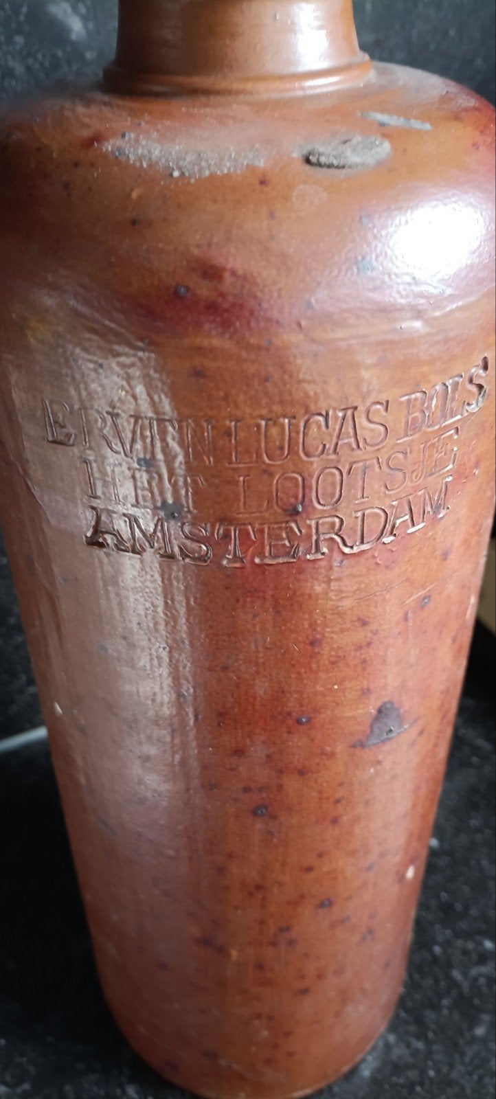 oude jenever keramieken 1l kruik Erven Lucas Bols. t'lootsjt, Antiek en Kunst, Ophalen of Verzenden