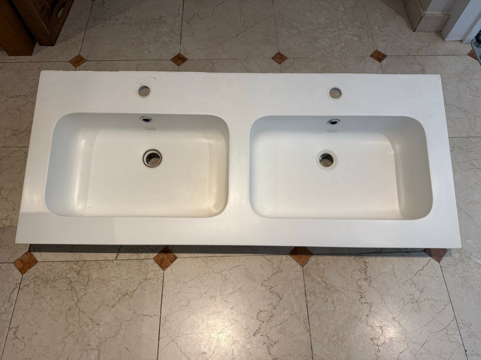 Dubbele wastafel wit 120x51cm kunstmarmer/keramiek, Enlèvement, Comme neuf, Lavabo