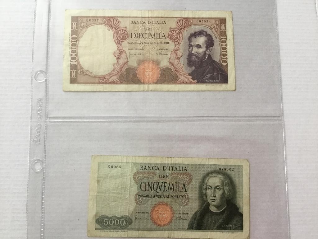 10000 lire Michelangelo en 5000 lire Cristoforo Colombo, Postzegels en Munten, Ophalen of Verzenden, Italië