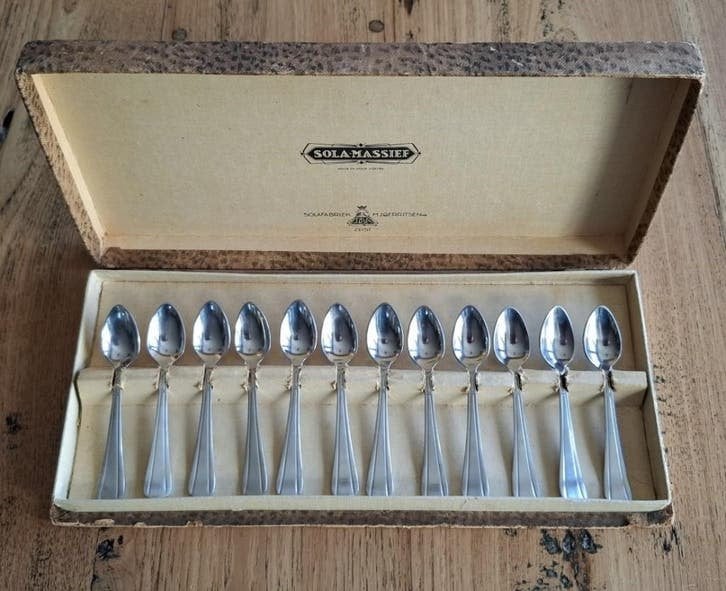 12 Vintage Sola GZ advokaatlepeltjes in originele doos, Ophalen of Verzenden