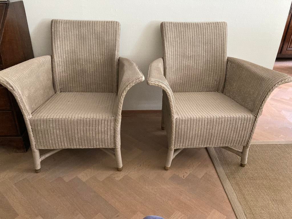 Lloyd Loom zeteltjes 2 stuks beige, Maison & Meubles, Enlèvement, Utilisé, Une personne