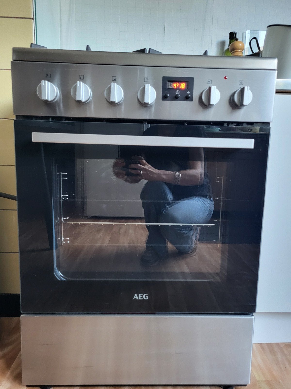 Fornuis vrijstaand AEG gasbekken. Oven elektrisch, Elektronische apparatuur, Fornuizen, Ophalen, Gebruikt, Hete lucht, 4 kookzones