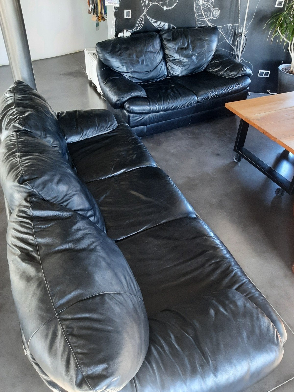 Urgent (déménagement) canapé cuir 3+2, Maison & Meubles, Enlèvement, Cuir