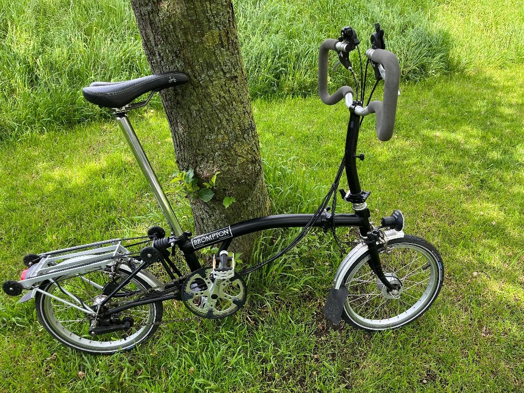 Brompton P6R zwart bagagerek met 6 versnellingen dynamo, Ophalen, Brompton, Velgrem, 14 tot 16 inch