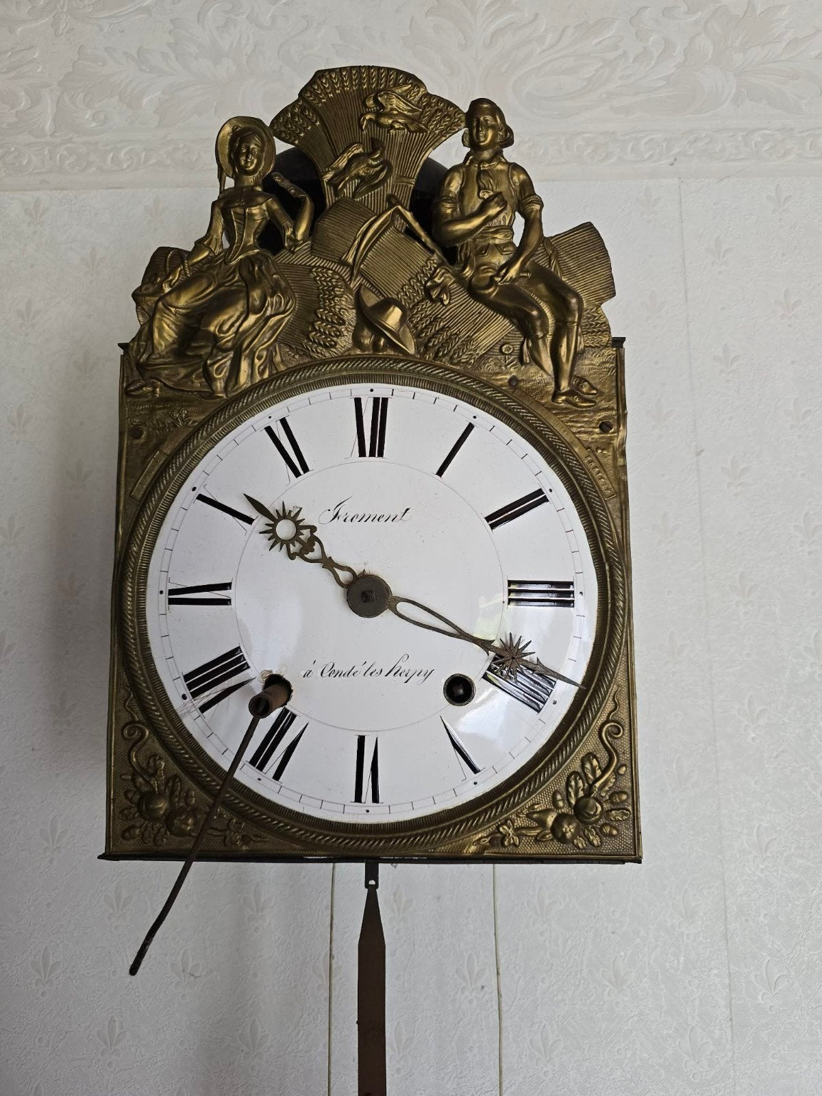 Horloge murale comtoise française authentique (Morbier) — en, Antiquités & Art, Enlèvement