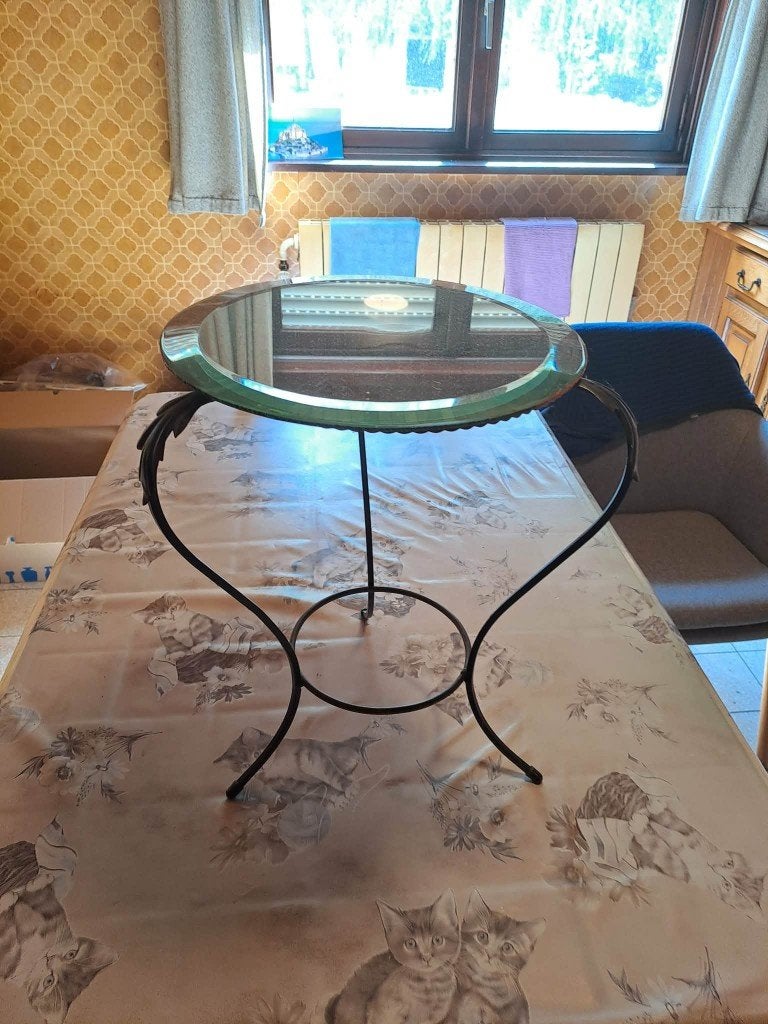 Guéridon vintage en fer forgé et verre, Enlèvement