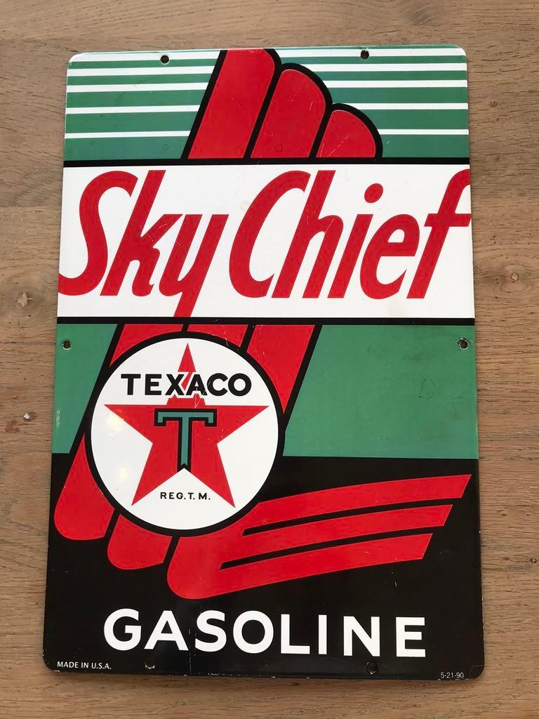 Texaco emaille reclamebord, Verzamelen, Merken en Reclamevoorwerpen, Ophalen of Verzenden, Gebruikt, Reclamebord