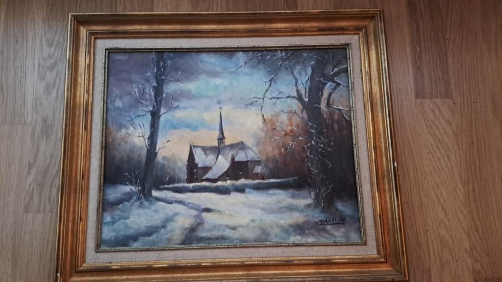 Olieverf schilderij kapel Den Horst in Schoten, Antiek en Kunst, Kunst | Schilderijen | Klassiek, Ophalen