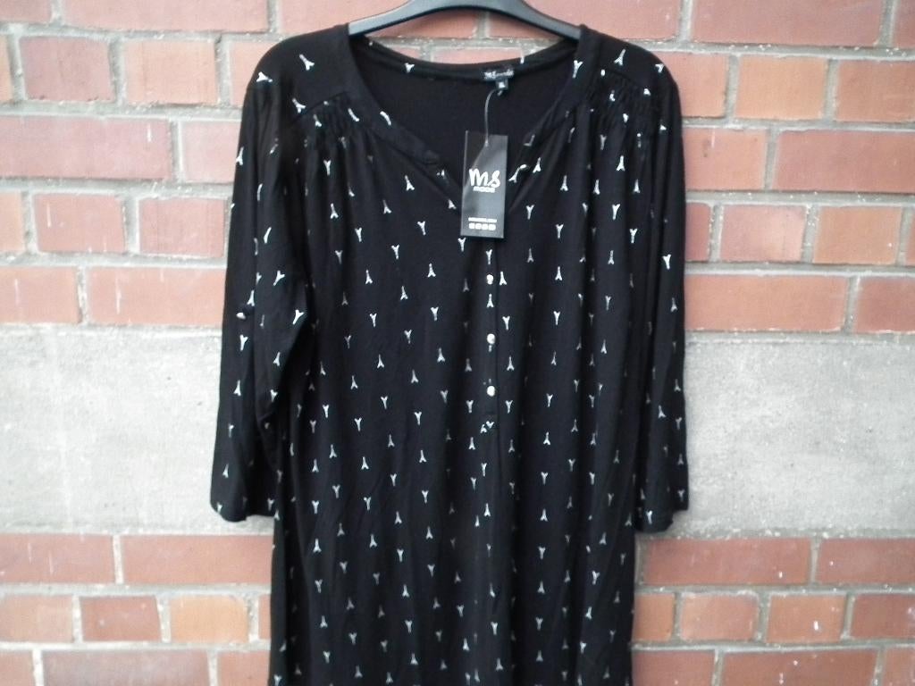 Zwart-zilveren blouse, voor dames (MS Mode) maat XL, Verzenden, Zwart, Maat 46/48 (XL) of groter, Nieuw