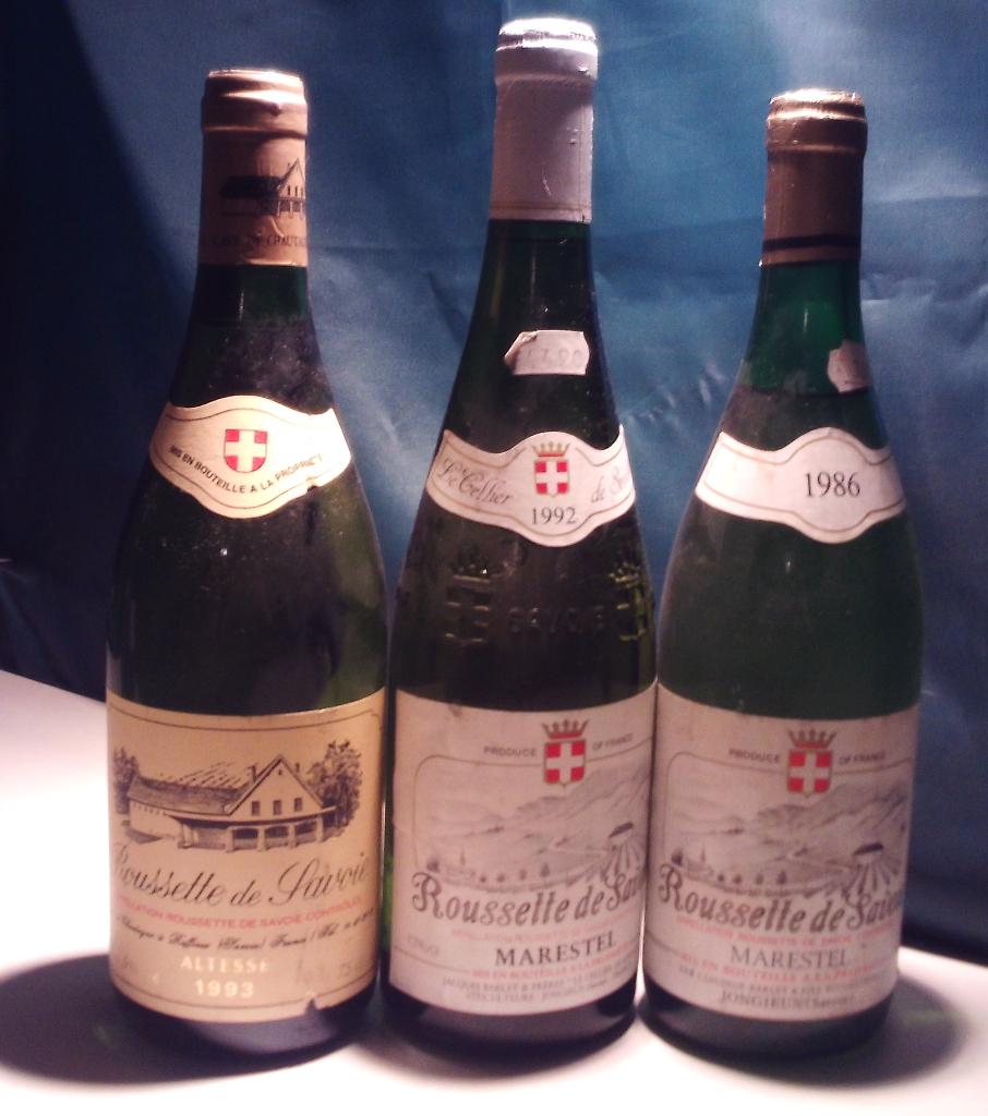 3x Wijnen - Roussette de Savoie - 1986 - 1992 - 1993, Frankrijk, Ophalen of Verzenden, Vol, Witte wijn