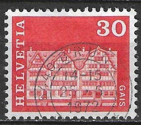 Zwitserland 1968 - Yvert 819 - Huizen te Gais (ST), Postzegels en Munten, Verzenden, Gestempeld