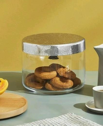 Alessi Mw29 Dressed Glass Biscuit Box, Neuf, Rond, Verre, Enlèvement