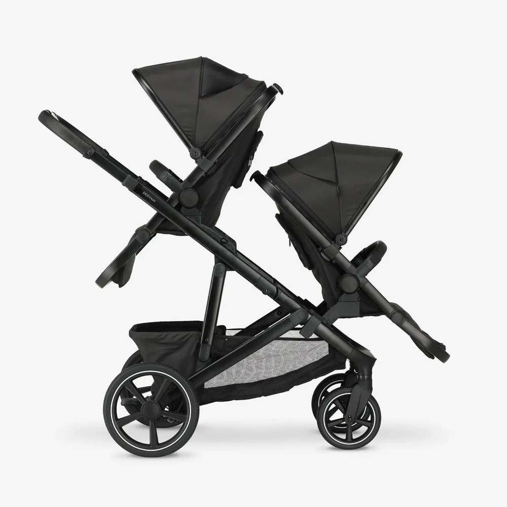 DERYAN Evy Duo Kinderwagen – Zwart twee zitjes - Duowagen, Enlèvement ou Envoi, Comme neuf, Autres marques, Modèle duo