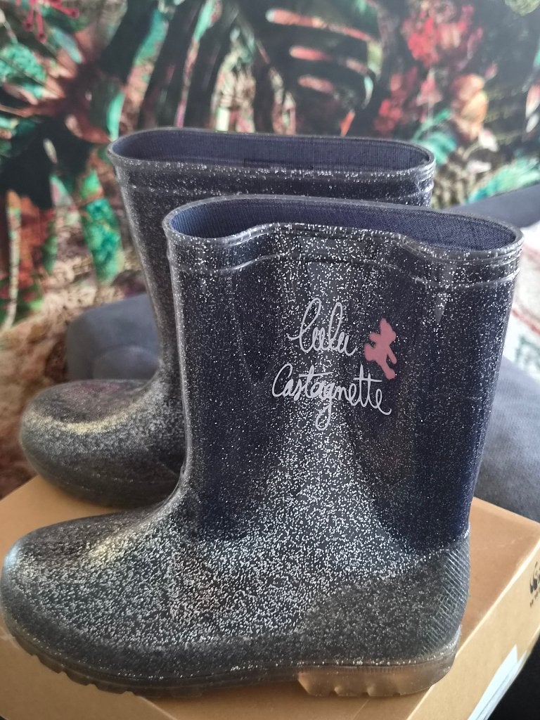Bottes de pluie Lulu Castagnette pailletées  – Taille 32, Bottes, Lili Gaufrette, Comme neuf, Enlèvement