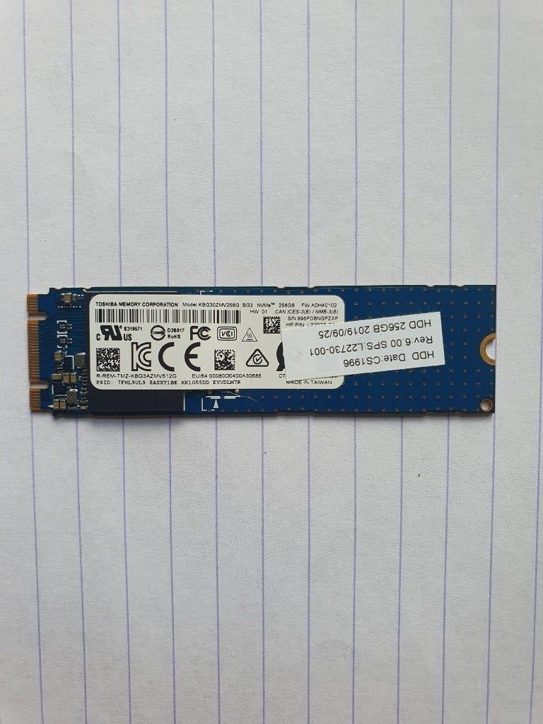 SSD M.2 NVMe 256 Go d'origine HP (Format 2280), Toshiba, 256Go, SSD, Interne