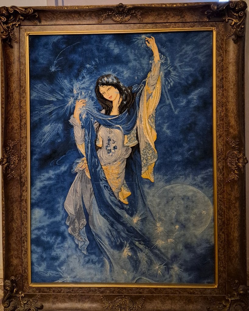 Perzisch tableauwand tapijt met het kunstwerk “Morning Star”, Antiek en Kunst, Ophalen
