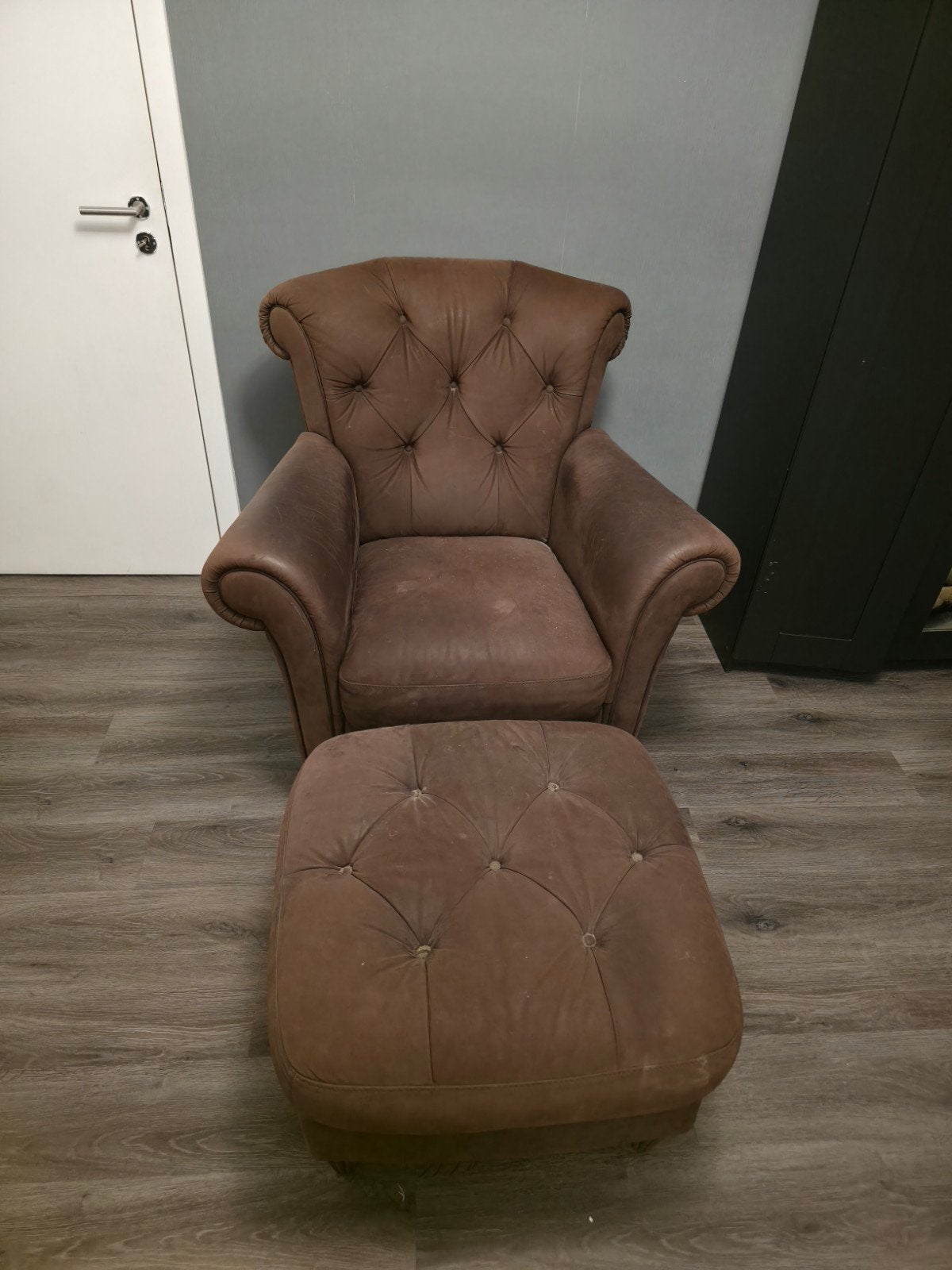 Zetel met poef, Huis en Inrichting, Ophalen, Gebruikt, Eenpersoons