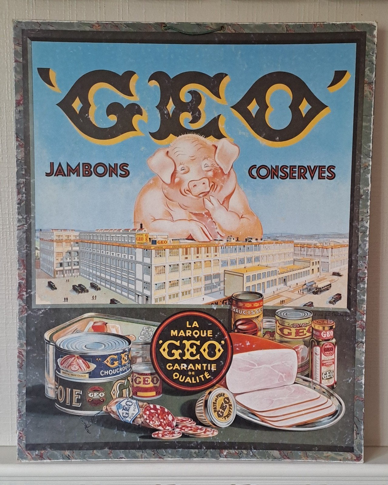 oude reklame geo jambon, Verzamelen, Ophalen of Verzenden