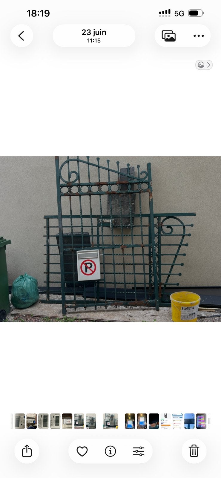 Grille en fer forgé verte largeur 260 cm, Ophalen, Gebruikt