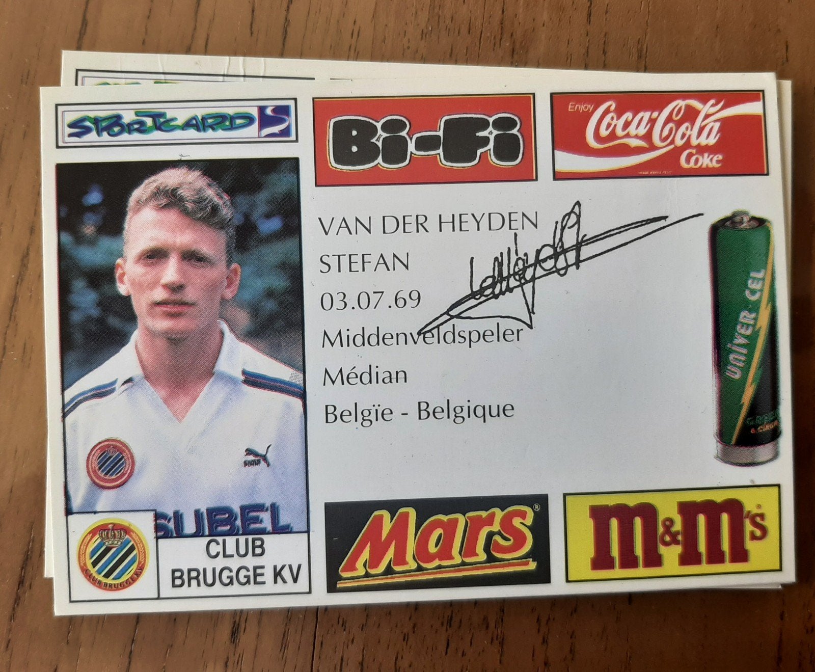 Voetbalkaart Club Brugge - Van Der Heyden Stefan, Ophalen of Verzenden