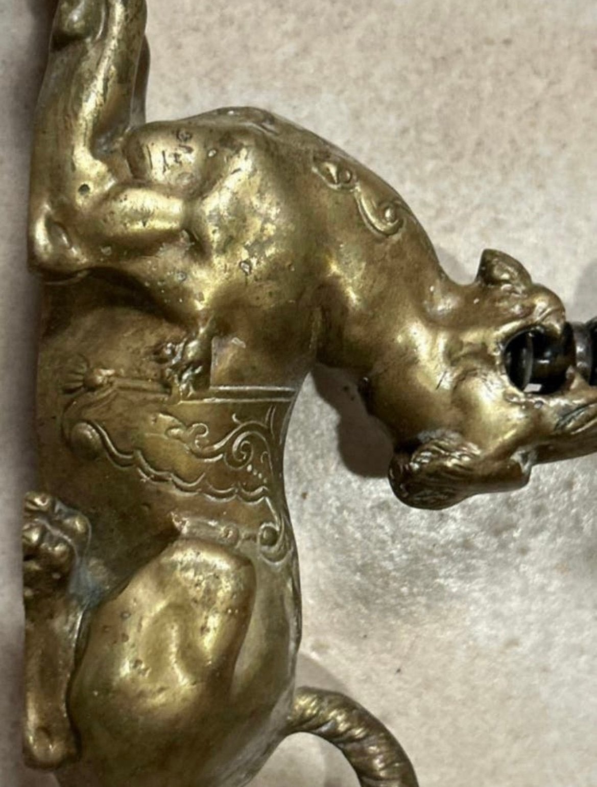 Bougeoirs bronze lionne, Antiquités & Art, Enlèvement ou Envoi, Bronze