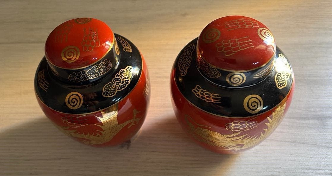 boîtes à thé/pots à gingembre asiatiques  — Golden Dragon, Enlèvement ou Envoi