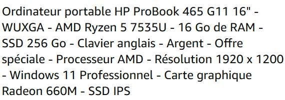 PC HP NEUF, Neuf, Hp, 256 GB, 16 pouces