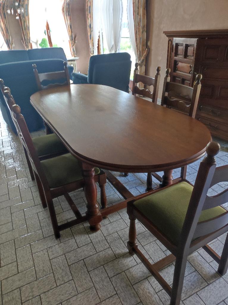 Table à manger et chaises, Maison & Meubles, Comme neuf, Enlèvement, 50 à 100 cm, Chêne