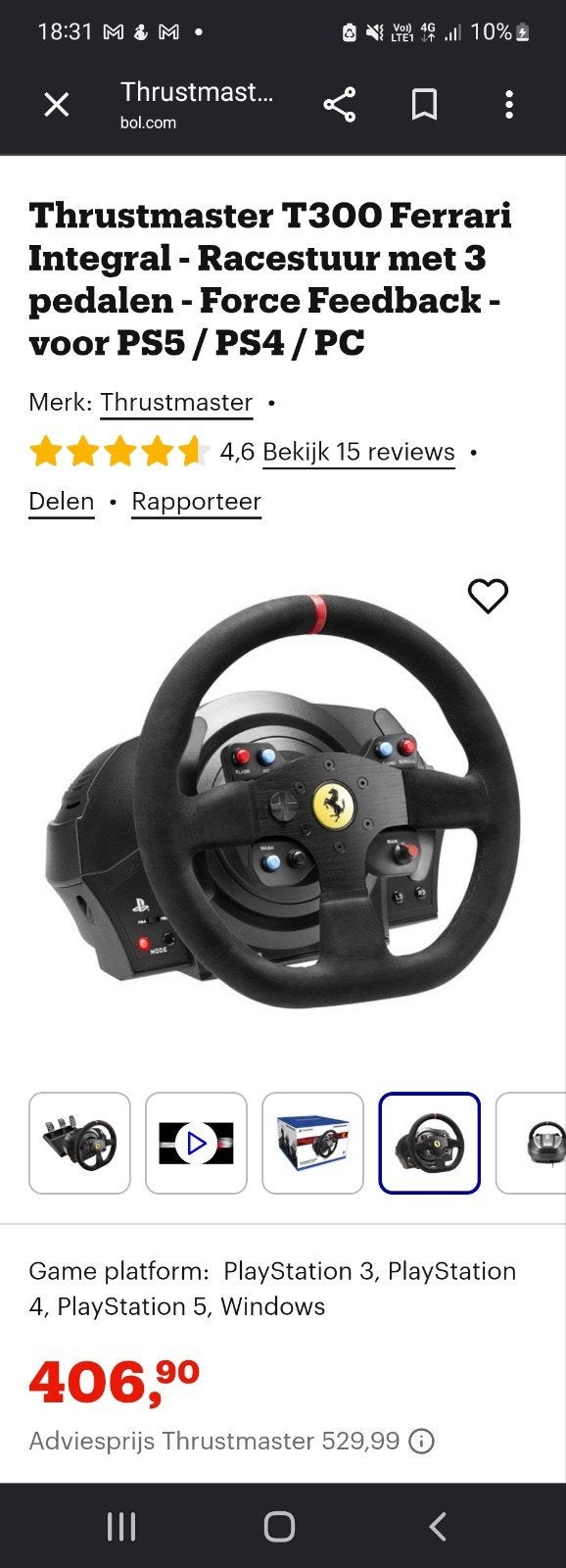 Thrustmaster T300 RS Ferrari Integral PC / PlayStation, Informatique & Logiciels, Enlèvement ou Envoi, Comme neuf, Thrustmaster