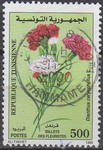 Tunesië - Anjers - 1999, Postzegels en Munten, Ophalen of Verzenden, Tunesië, Gestempeld