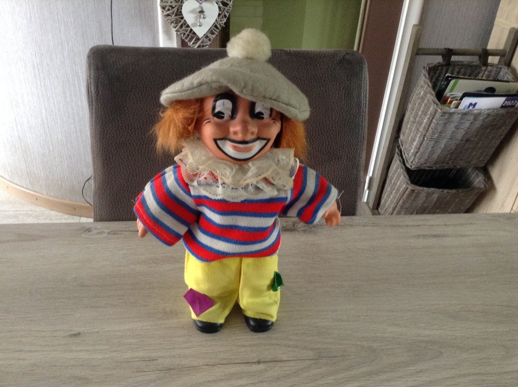 Vintage clown popje (30 cm), Ophalen of Verzenden, Gebruikt, Pop