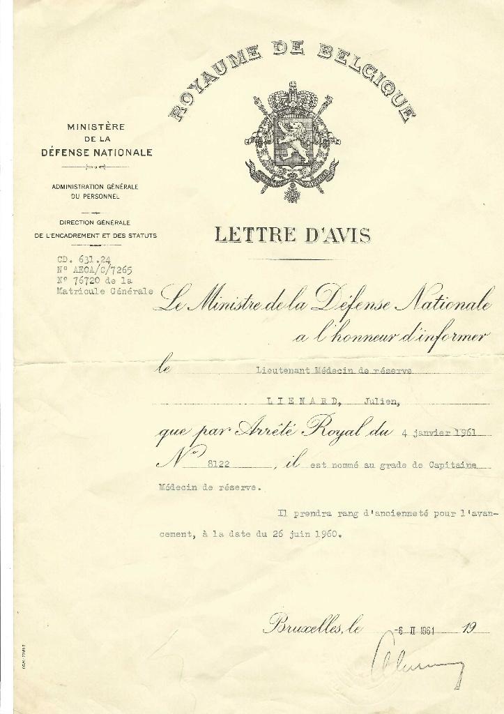 Ministère de la défense Nationale  Lettre d'avis, Verzenden, Gebruikt