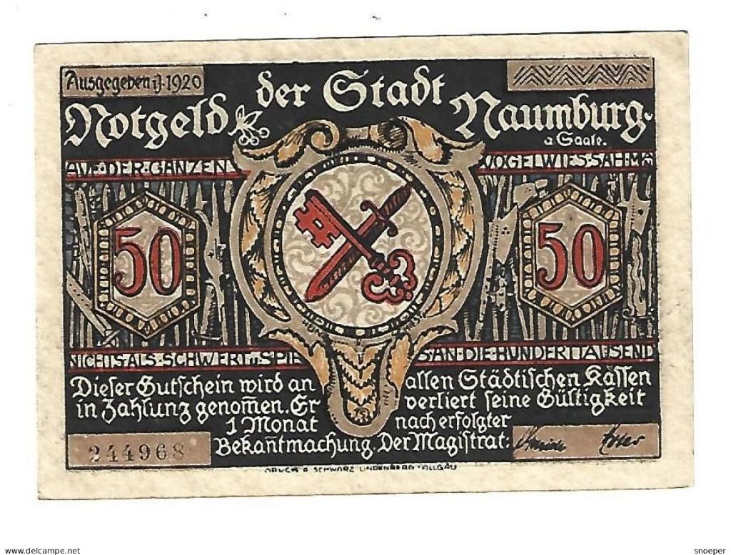 notgeld naumburg 50 pfennig 928.3/3, Postzegels en Munten, Verzenden, Duitsland, Los biljet