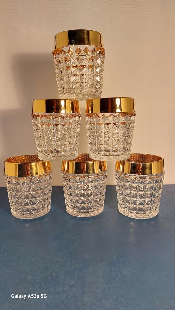 Verres à whisky avec un large bord en or 24 carats., Antiquités & Art, Antiquités | Verre & Cristal, Enlèvement ou Envoi