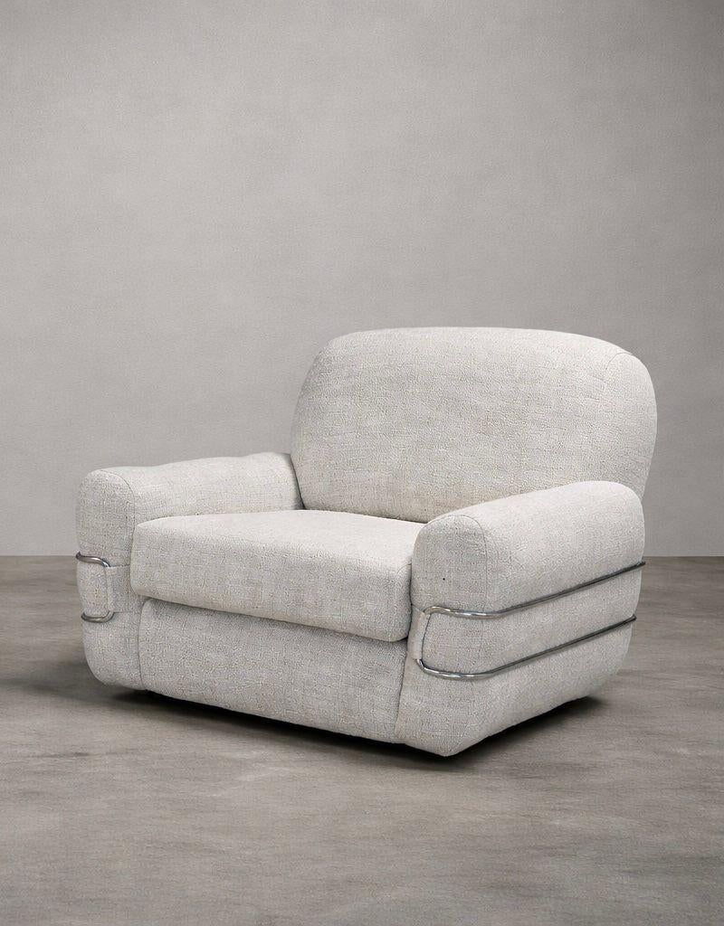 Fauteuil italien 1970 bedding brevetti, Maison & Meubles, 75 à 100 cm, Comme neuf, Italie design 1970 chrome tubulaire, 75 à 100 cm