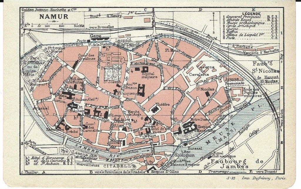 1911 - plan de Namur, Livres, Envoi, Hachette, 1800 à 2000