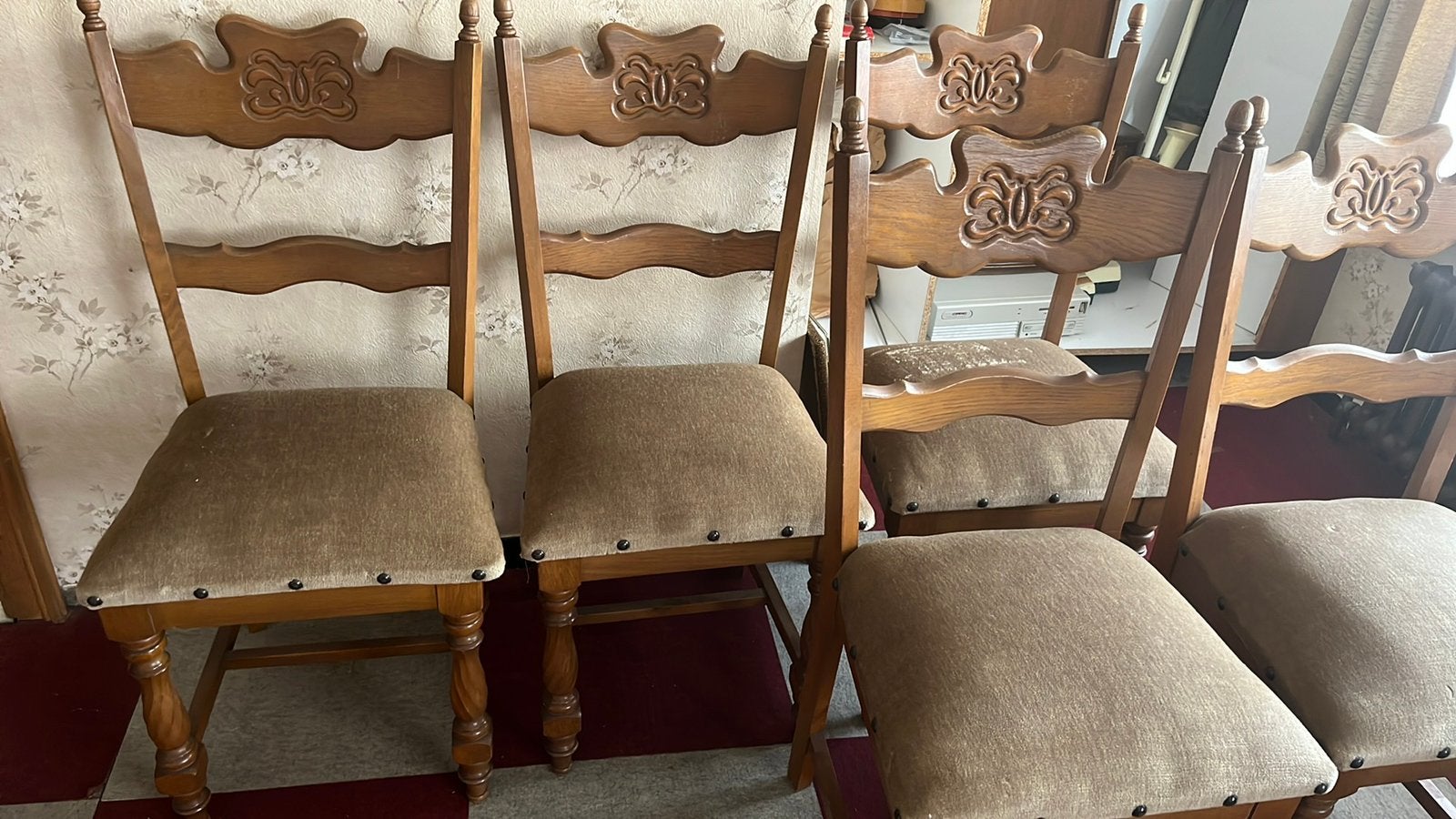 6 chaises de salle à manger, Brun, Enlèvement, Tissus, Cinq, Six Chaises ou plus