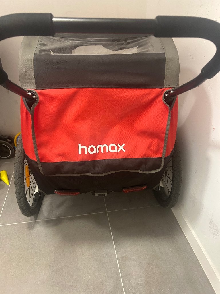 Remorque vélo - poussette double HAMAx, Vélos & Vélomoteurs, Accessoires vélo | Remorques, 20 à 40 kg, Enlèvement, Utilisé, Remorque pour enfant