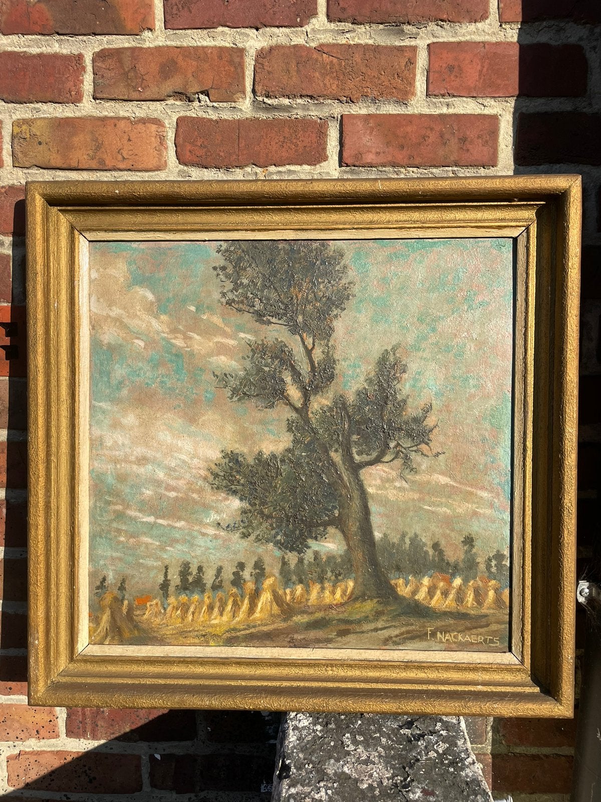 Frans Nackaerts Schilderij op paneel, Enlèvement, Paysage
