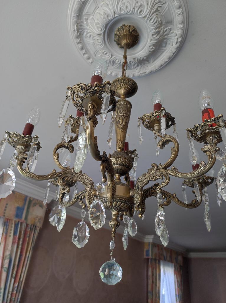 Kroonluchter, Huis en Inrichting, Lampen | Kroonluchters, Ophalen, Zo goed als nieuw, Glas, Klassiek