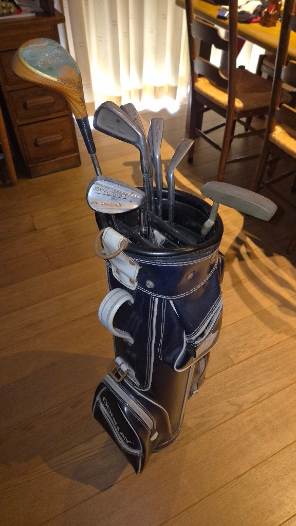 Golftas Dunlop met diverse golfclubs – vintage set, Sport en Fitness, Ophalen, Gebruikt, Club, Overige merken