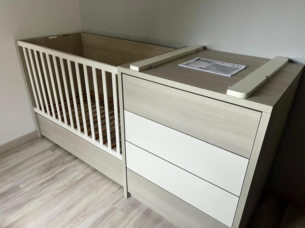 Lit Sauthon New Opale sans motif + commode + matelas, Enlèvement, Utilisé, Garçon ou Fille