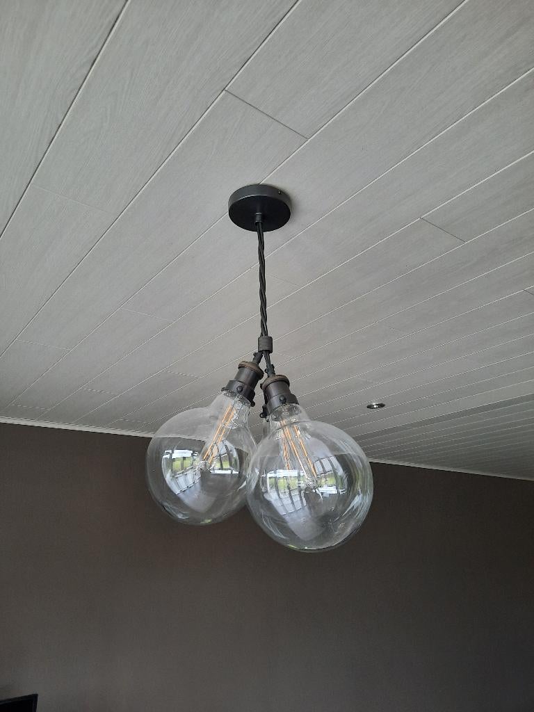 Hanglamp bollen 3 lampen, Ophalen, Gebruikt, Glas, Modern