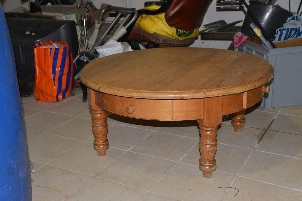 grenen salontafel, Huis en Inrichting, Tafels | Salontafels, Ophalen, Gebruikt, 50 tot 100 cm, Rond