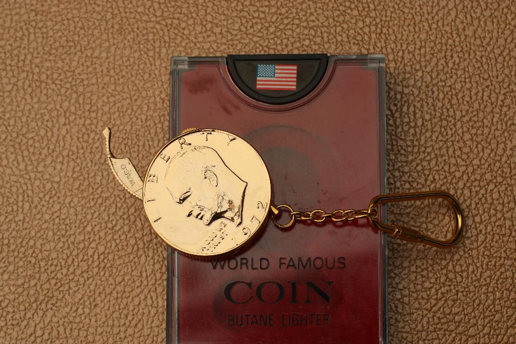 Butaanaansteker coin zilveren dollar America Eisenhower, Verzamelen, Ophalen of Verzenden, Aansteker