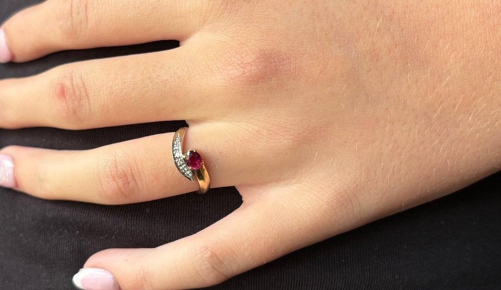Robijn diamanten 18k ring goud luxe briljant edelsteen dames, Ophalen of Verzenden, Zo goed als nieuw, Dame of Heer, Met edelsteen