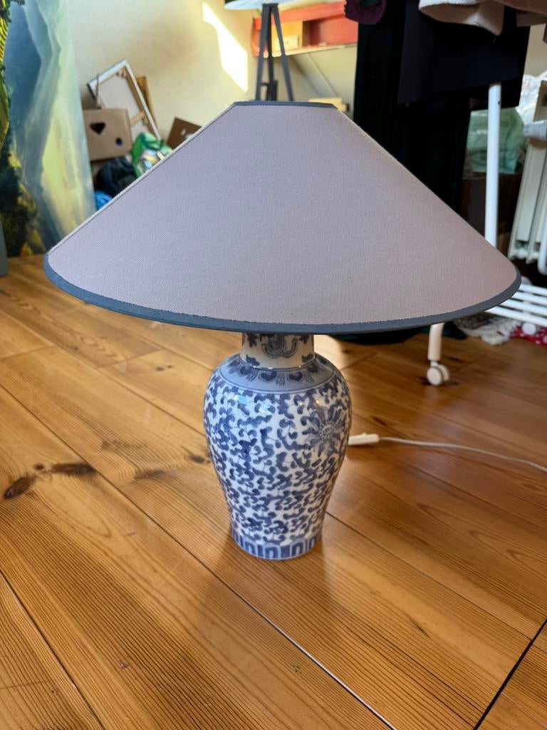 Lampe en céramique bleu et blanc vintage, Maison & Meubles, Lampes | Suspensions, Utilisé, Enlèvement