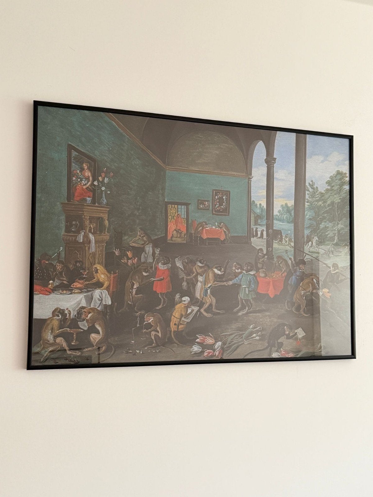 Ingelijste reproductie „The Satire of Tulipomania”, Antiek en Kunst, Ophalen
