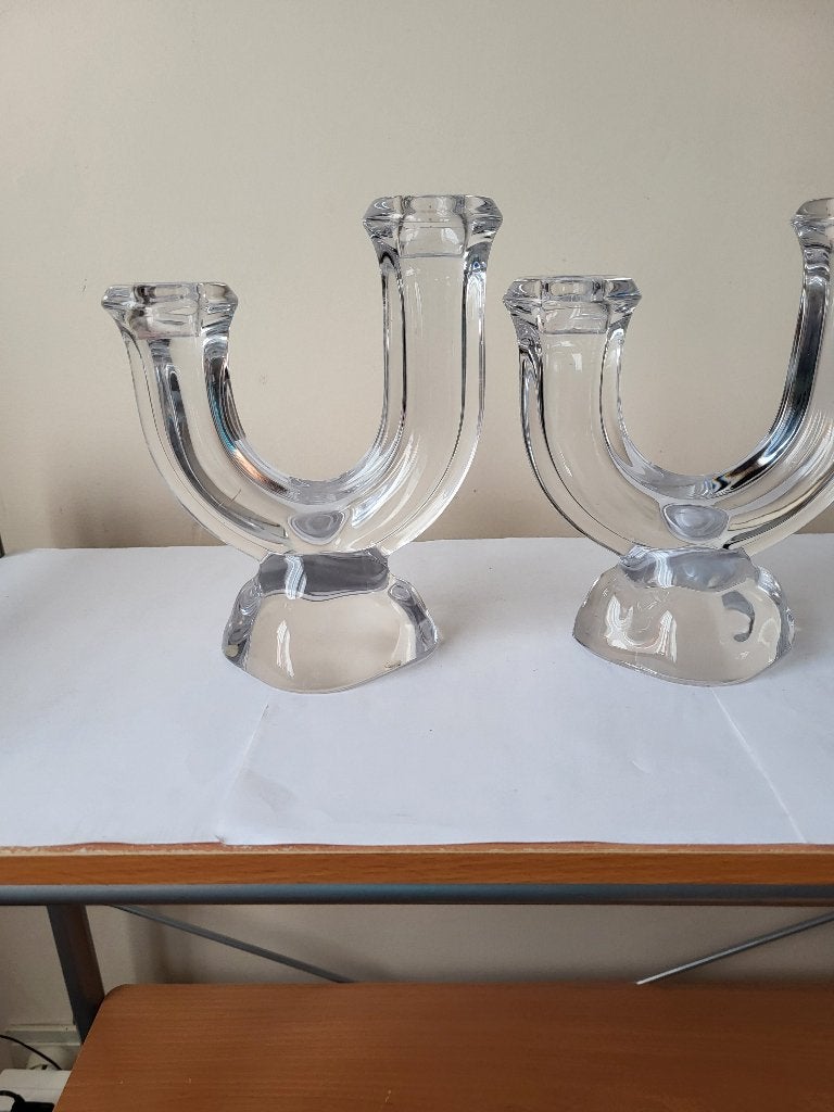 Paire bougeoirs Cristal Vannes Le Châtel - État Neuf, Enlèvement ou Envoi