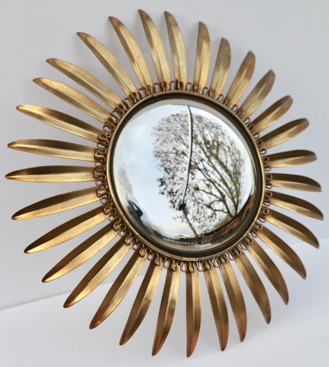 Deknudt Sunburst spiegel 1950, Huis en Inrichting, Woonaccessoires | Spiegels, Rond, Ophalen of Verzenden, Zo goed als nieuw, Minder dan 100 cm